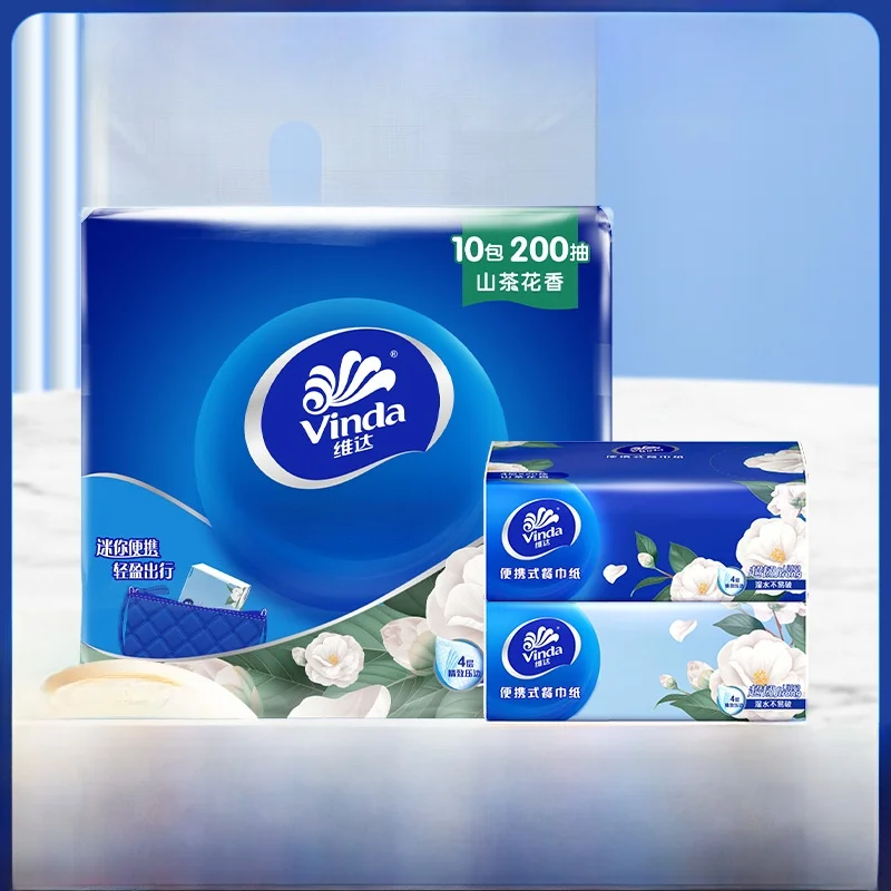 

Бумажные салфетки Vinda Ultra-Robust 4-слойные, 20-D, с цветочным принтом, для дома, для лица, туалетная бумага, гигиенические салфетки