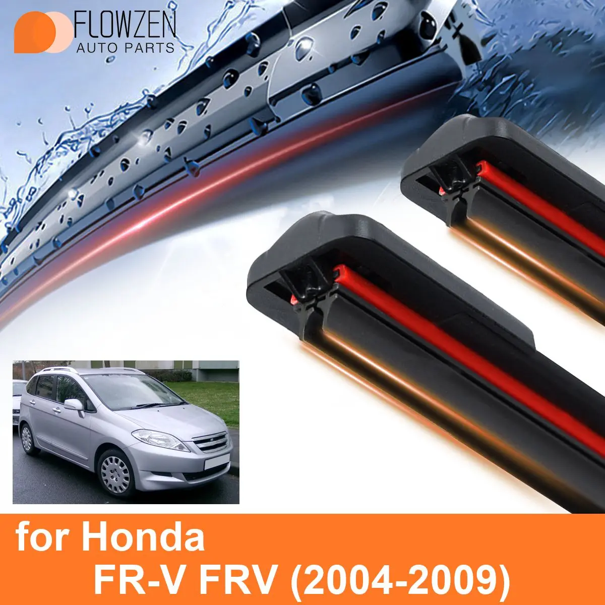 Car Windshield Wiper Blades for Honda FR-V FRV Double Rubber Frameless Bracketless WipersSoft Accessories  2006 2007 2008 2009