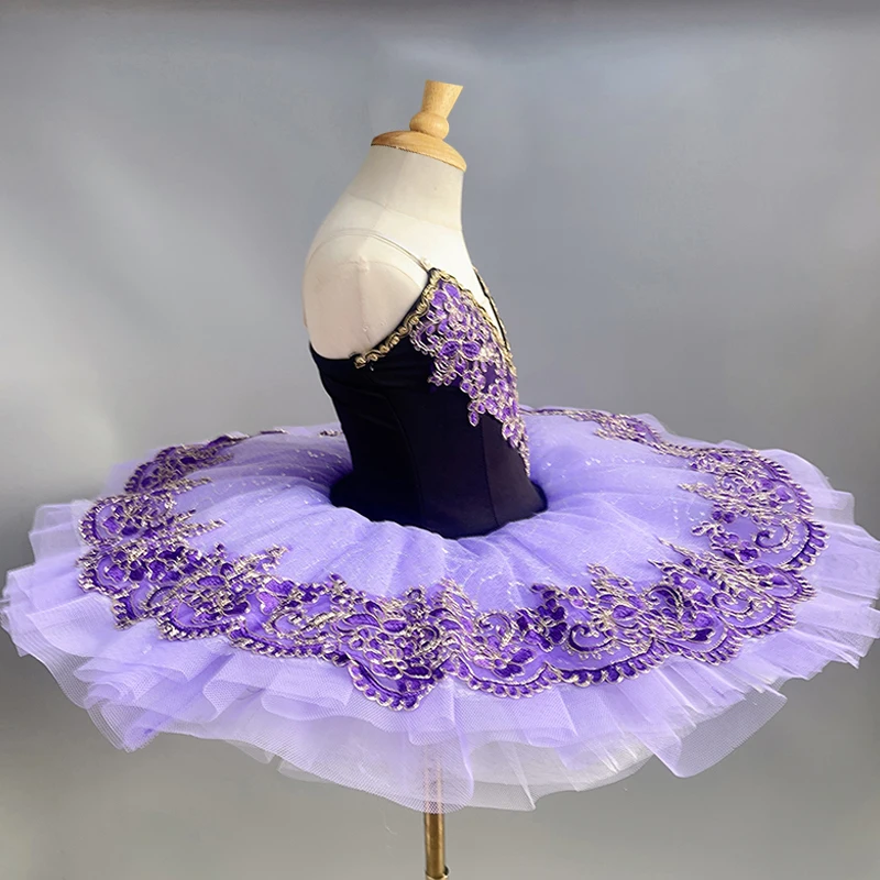 فستان باليه احترافي للفتيات، تنورة منتفخة، زي أداء الزهور، فستان جديد لأداء الرقص، تنورة توتو أرجوانية راقية