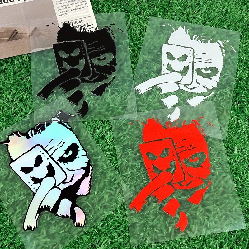1 Stück cooler Clown-Masken-Vinyl-Aufkleber – wasserdichter, sonnenfester, selbstklebender Aufkleber für Motorradkörper, Kofferraum, Seiten-/Heckscheibe
