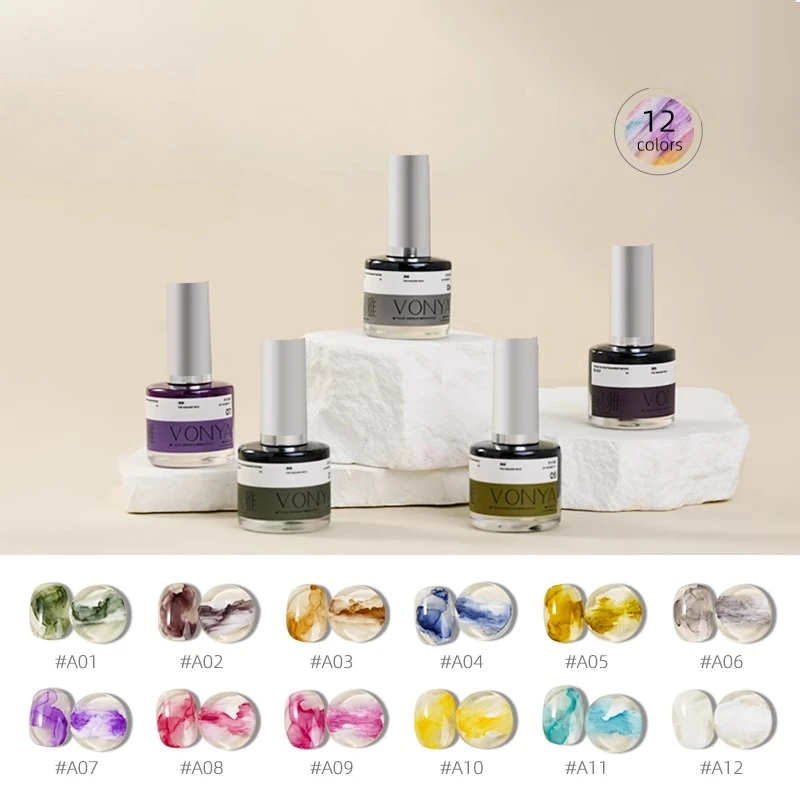 

12Colors 8ml Nail Blooming Gel Blossom Spreading Effect Functional Gel Easy to Apply for Nail Art Design Home Salon Manicure