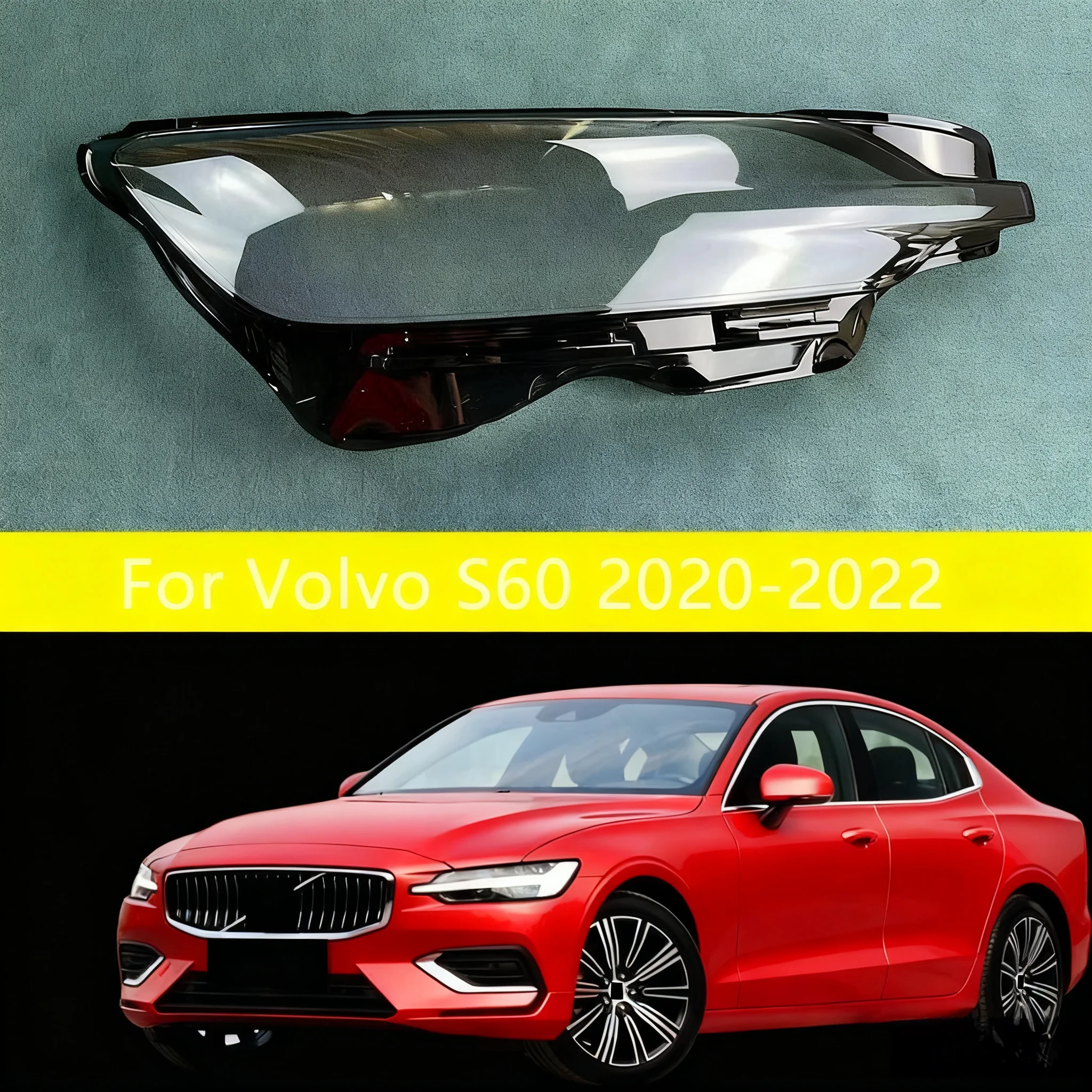 

For Volvo S60 2020 2021 2022 Headlamp Lens Cover Headlight Shell Lampshade Transparent Head Lights Housing Plexiglass Lamp Mask