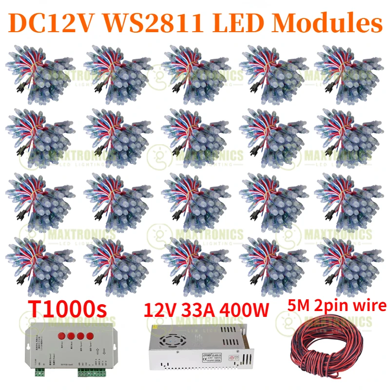 DC12V 500-1000pcs 12mm WS2811 IC Full Color Pixel LED Module Light IP68 waterproof RGB Digital LED Pixel Light or Kit for Decor