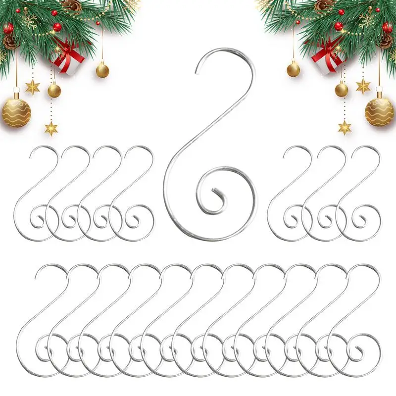 20pcs S Shaped Christmas Hook Christmas Ornament Hooks Diy Christmas Tree Hanging Ornaments Hook Supplies For Home Party