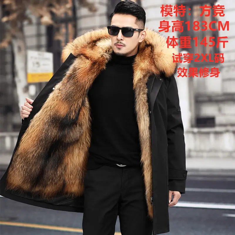 Parker Herren Imitation Pelz futter Winter warm neues Fell einteiliger Mantel Nachahmung Nerz Fleece mittellangen Pelzmantel