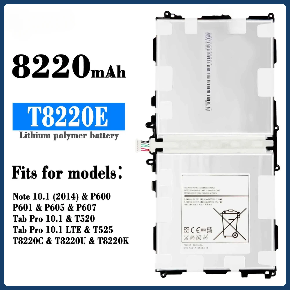 New Tablet T8220E T8220C/U Battery 8220mAh For Samsung Galaxy Note 10.1 Tab Pro P600 P601 P605 P607 T520 T525 +Tools