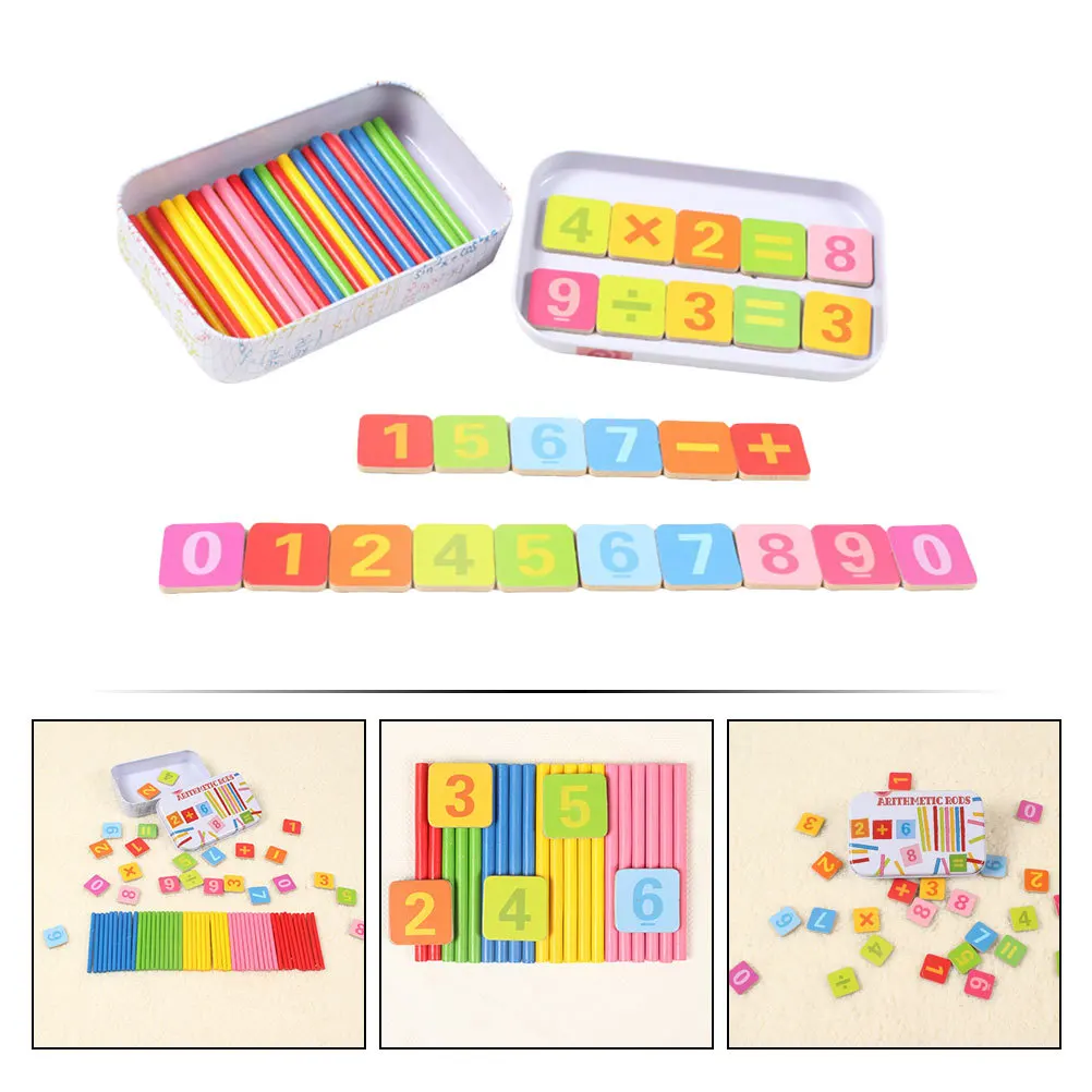 مجموعة أعواد العد الخشبية قضبان حسابية تعليمية لإضافة ألعاب الطرح للأطفال تعلم الرياضيات وسائل تعليمية ملونة #3