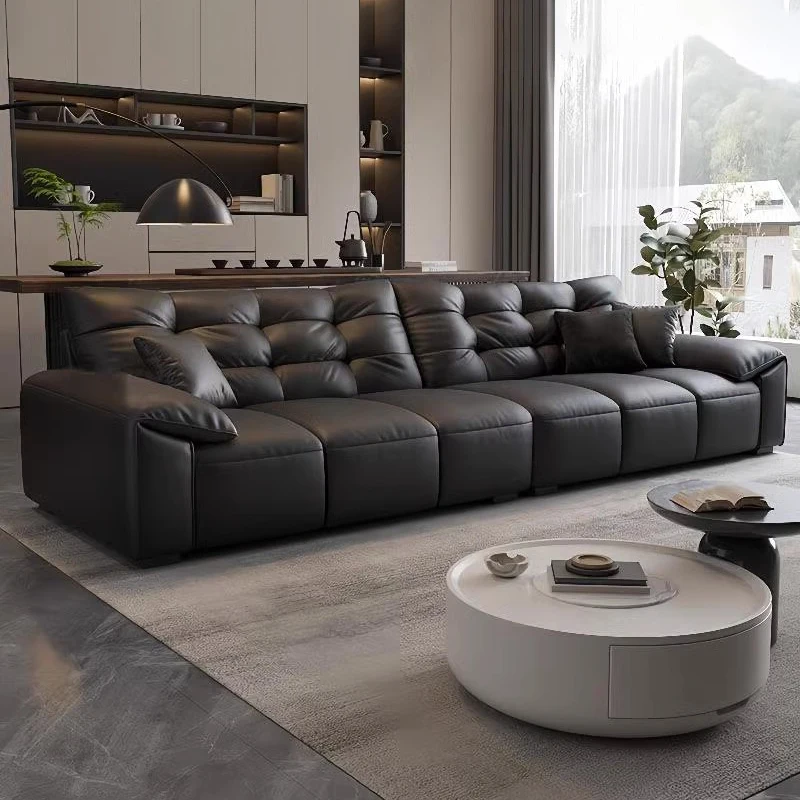 

Versatile Modern Living Room Sofas Minimalist Lazy Black Leather Sofa Luxury Soft Divani Per Soggiorno Living Room Furniture