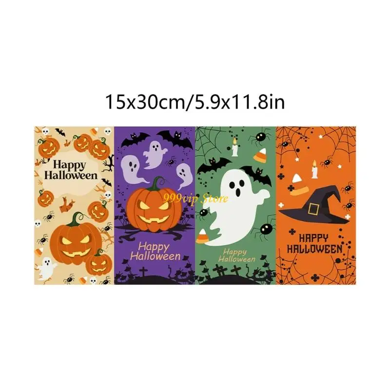 C90C 10 vellen rechthoek Halloween -sticker Decoratieve sticker Journal Sticker Wikkel Gift Box afdichting Labels