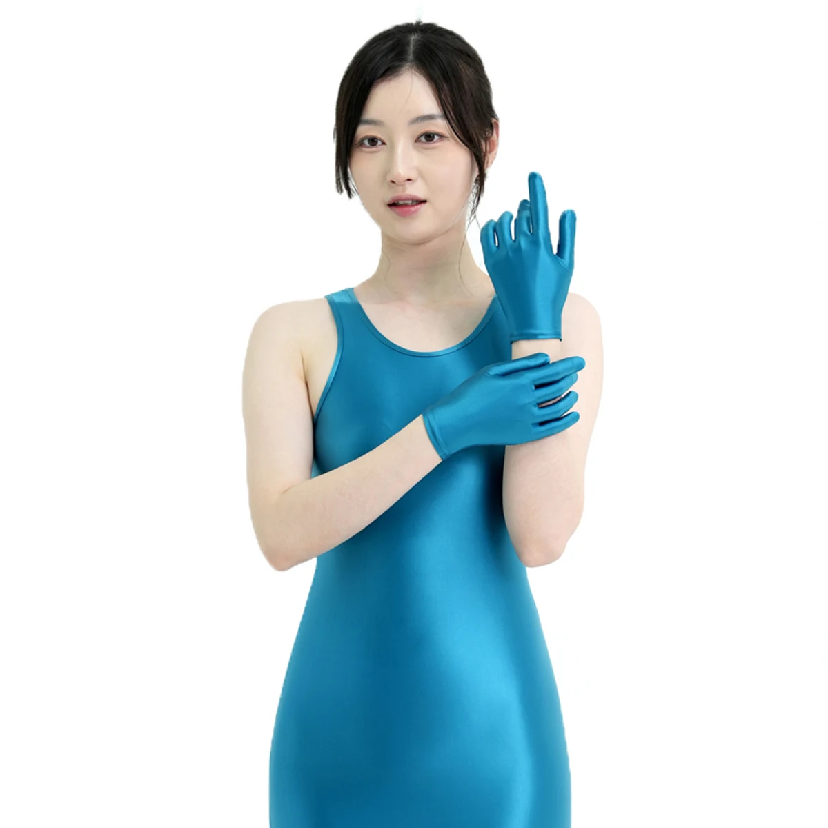 MJINM للجنسين لامعة لامعة حريري السلس دنة مجوهرات عرض آداب متعدد الألوان تنوعا موضة قفازات قصيرة غير رسمية