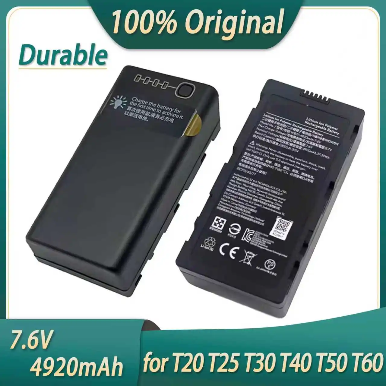 

100%Original 7.6V 4920mAh for DJI WB37 Phantom 4 RTK MG-1P M210 M600 FPV T16 T20 T25P T30 T40 T50 T60 Remote Control Battery