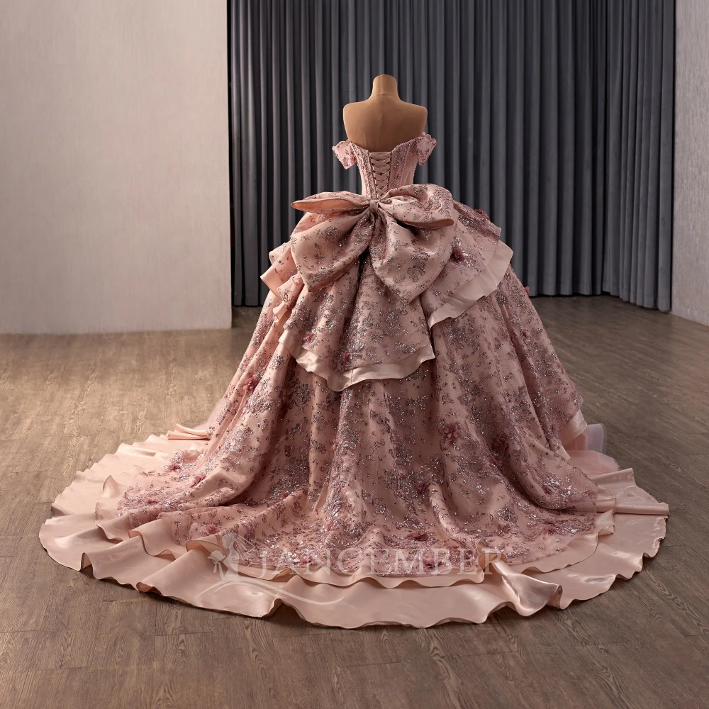 Pretty Ball Gown Quinceanera Dresses for Girl Court  Train Ruffles Prom Dresses Tiered Customized vestidos de 15 quinceañera