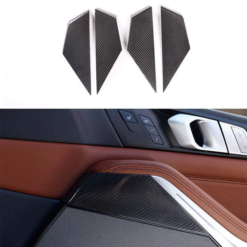 

Real Carbon Fiber Interior Door Panel Knob Cover Trim Fit For BMW X5 2019-2022 Car Accessories