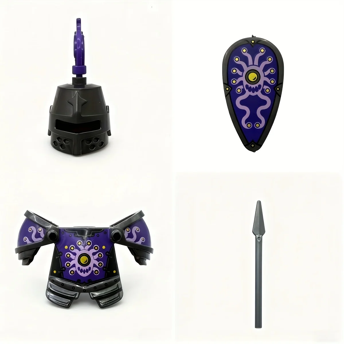 Figura de ensamblaje de modelo de caballero Starburst púrpura impresa de doble cara de 1 pieza, regalo perfecto para entusiastas militares (reequeccionado por autosamblaje)