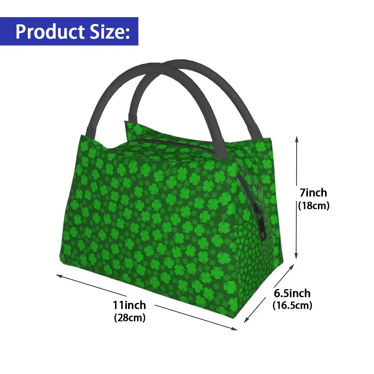 St. Patrick's Day Shamrocks Lunch Bag 4 Leaf Clover Lucky Retro Lunch Box Office Portable Tote Food Bags Graphic Cooler Bag