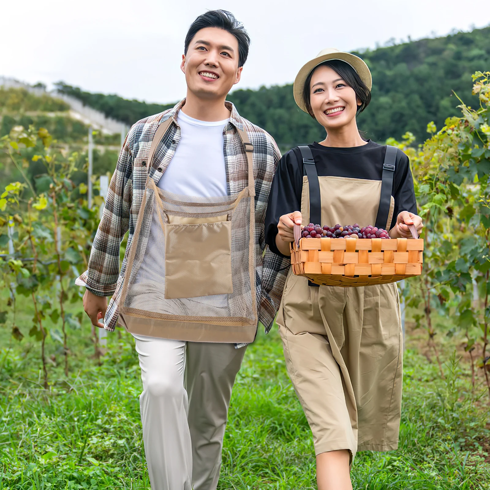 

1pc Mushroom Picking Bags Garden Vegetable Foraging Hunting Fruit Pouch Breathable Mesh Lightweight Crossbody Design Storage Bag