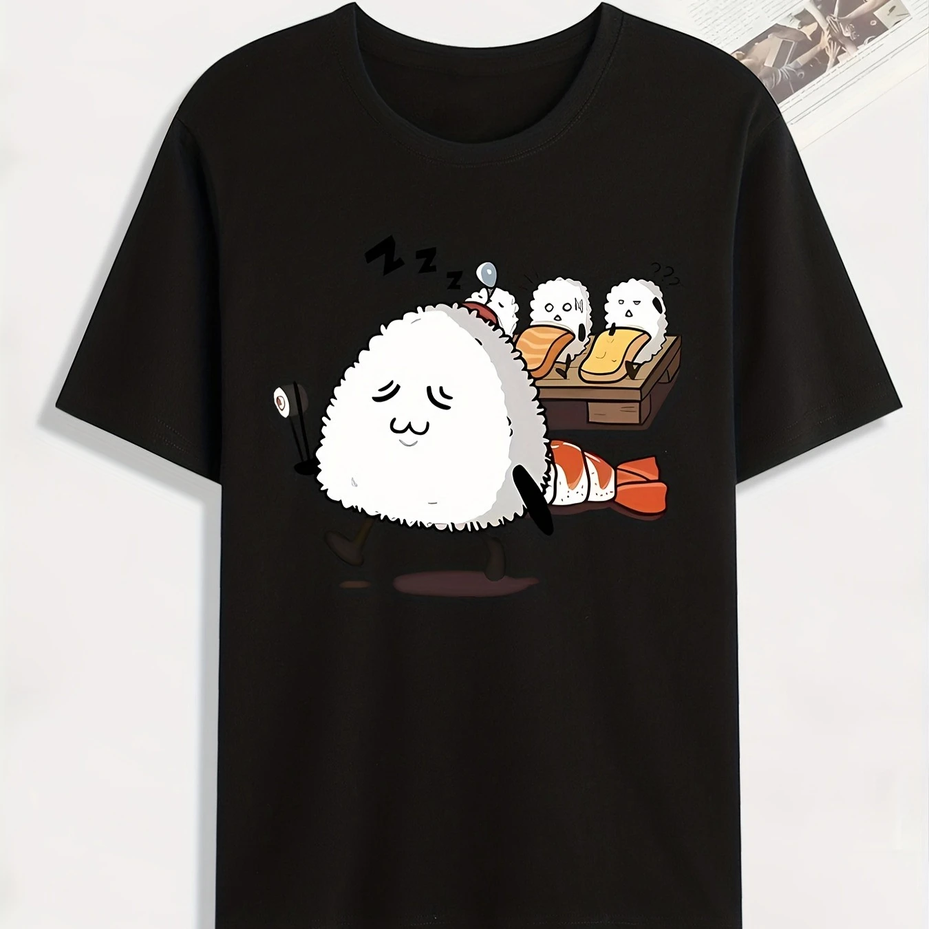 

Funny Rice Ball Print T-Shirt 100% Cotton O-Neck Short Sleeve Summer Casual Mens T-shirt Streetwear