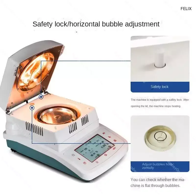 Fast Analyzer 50G/0.005 Automatic Halogen Heating Moisture Meter Analyzer Detector Tea, Grain, Feed, Corn, Plastic