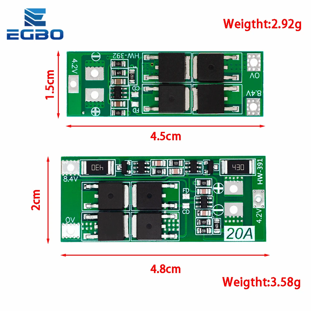 2S 20A 7.4V 8.4V 18650 Lithium Battery Protection Board/BMS Board Standard/Balance For DIY