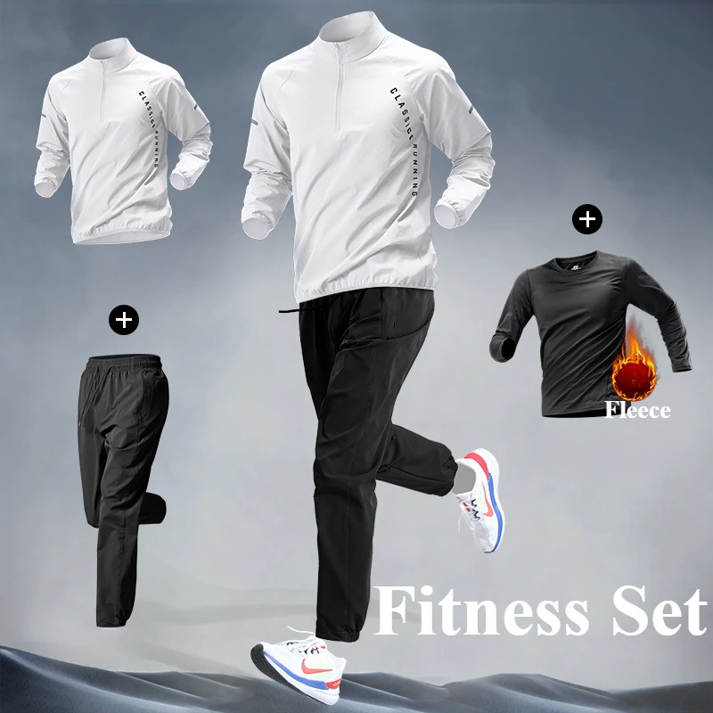 Spring Workouts Sets Thermal Plush Base Layer Thickened Running Trainning Quick Drying Clothes Fitness Tight Sports Sweats Set - Image 2