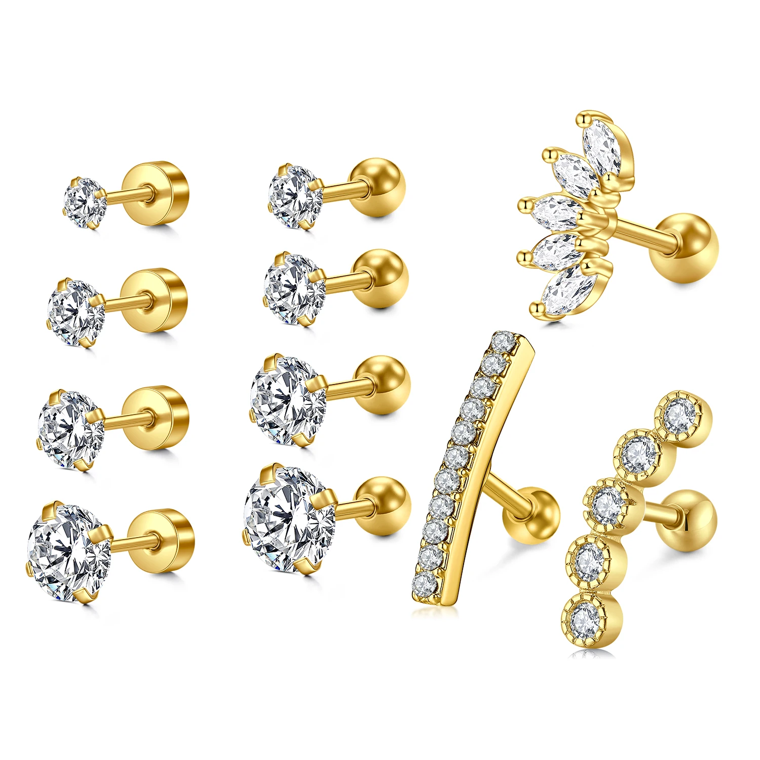 11 قطعة 316L الفولاذ المقاوم للصدأ الغضروف وأقراط اللولب الزنمة Daith أقراط الجسم الأذن ثقب المجوهرات