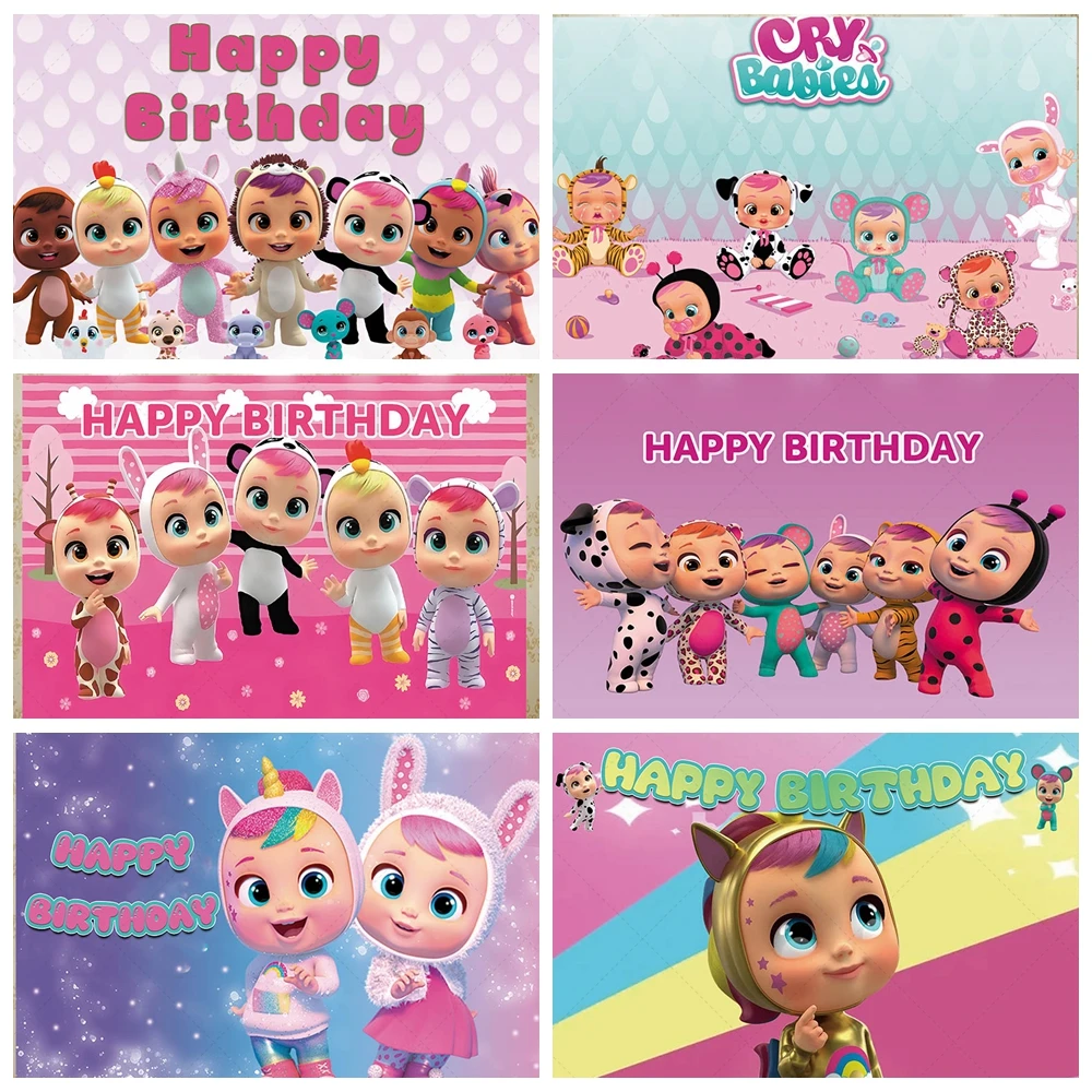 

Cry Baby Theme Birthday Party Supplies Baby Shower Decoration Photography Backdrop Pink Custom Vinyl Background Polyester Banner