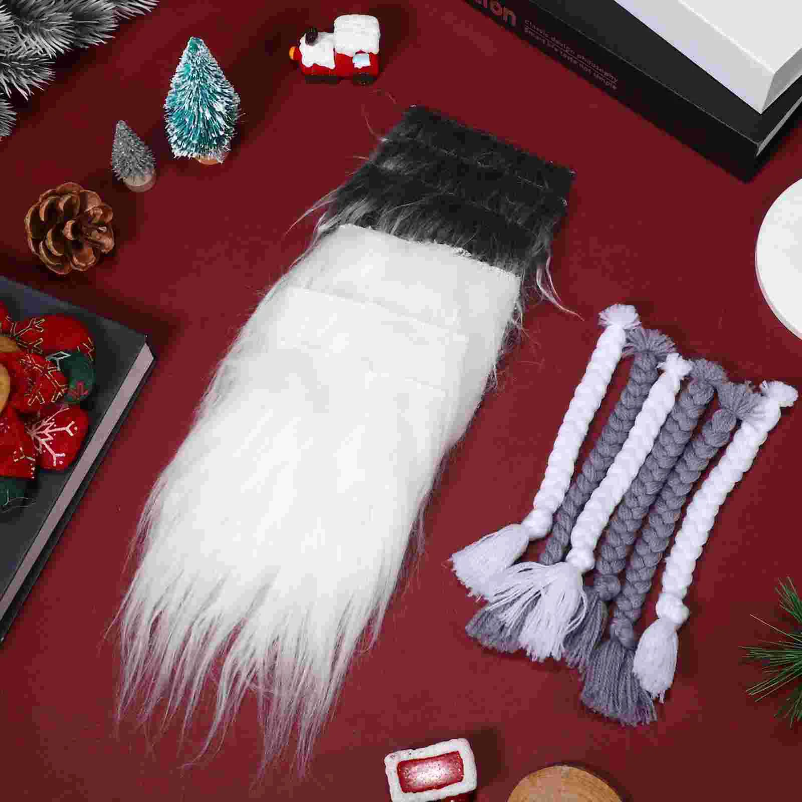 Dwarf Handmade DIY Materials Combination 2 (frost Gray + White) Decorations Gnome Making Kits Fabric Faux Fur Beard Braid