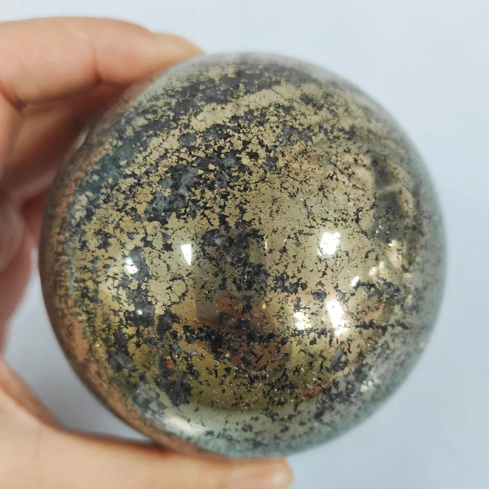 1pc Pyrite Crystal Ball, Unique Crystal Sphere Decor with Texture and Metallic Shine