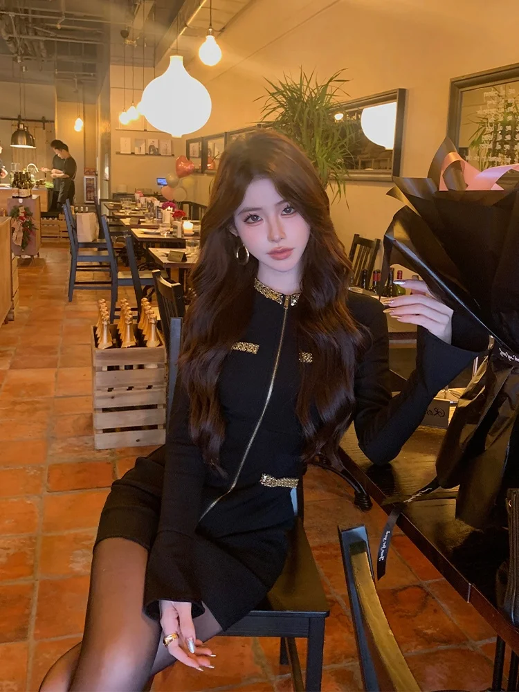 

ijia Sparkling Sequin Dr Women's Heavy Embroidery Slim Fit High Waist Bodycon Skirt Korean Sle Commute Faion