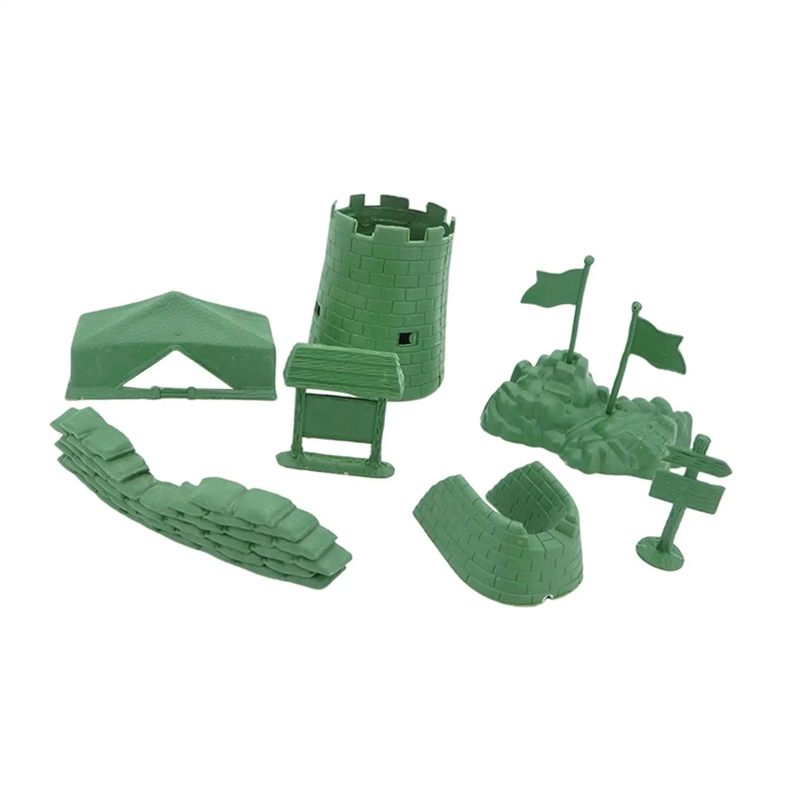 9 قطع من ملحقات بناء قاعدة مشهد المعركة المصغرة، نموذج مشهد قاعدة الغابة للأطفال