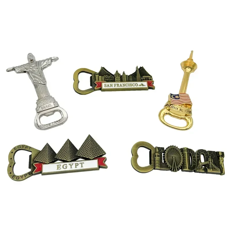 3D Bottle Opener Fridge Magnets England London Swiss Metal Refrigerator Magnets Kitchen Tools