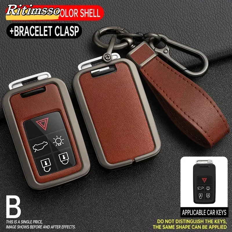 Zinc Alloy + TPU 5/6 buttons Car Remote Key Holder Shell Case Full Cover For Volvo XC60 V60 S60 S80 XC70 V40