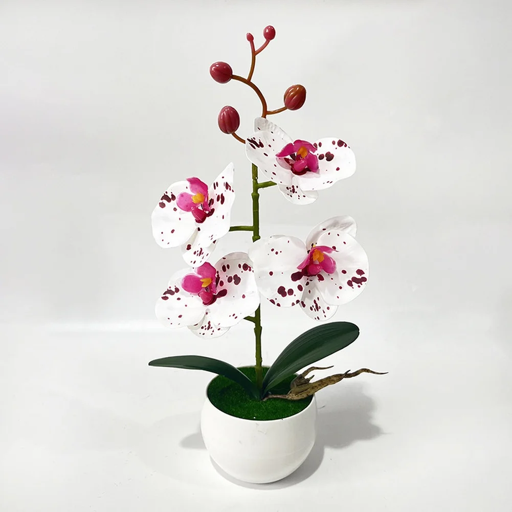Artificial Butterfly Orchid Potted Plant Made from Film Material for Home Decor 12in 30.5cm White Pink Purple Orange Options