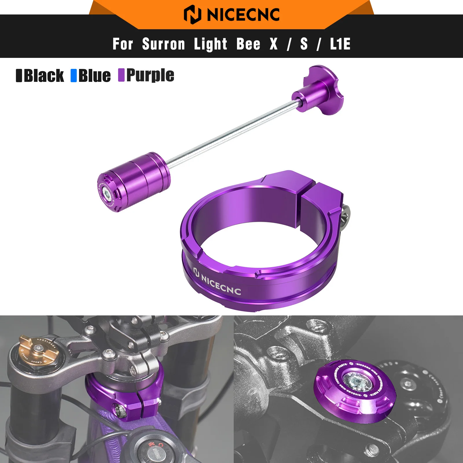 

NICECNC For Surron Light Bee X S L1E Electric Dirt Bike Front Fork Suspension Core & Head Tube Frame Brace For Segway X160 X260