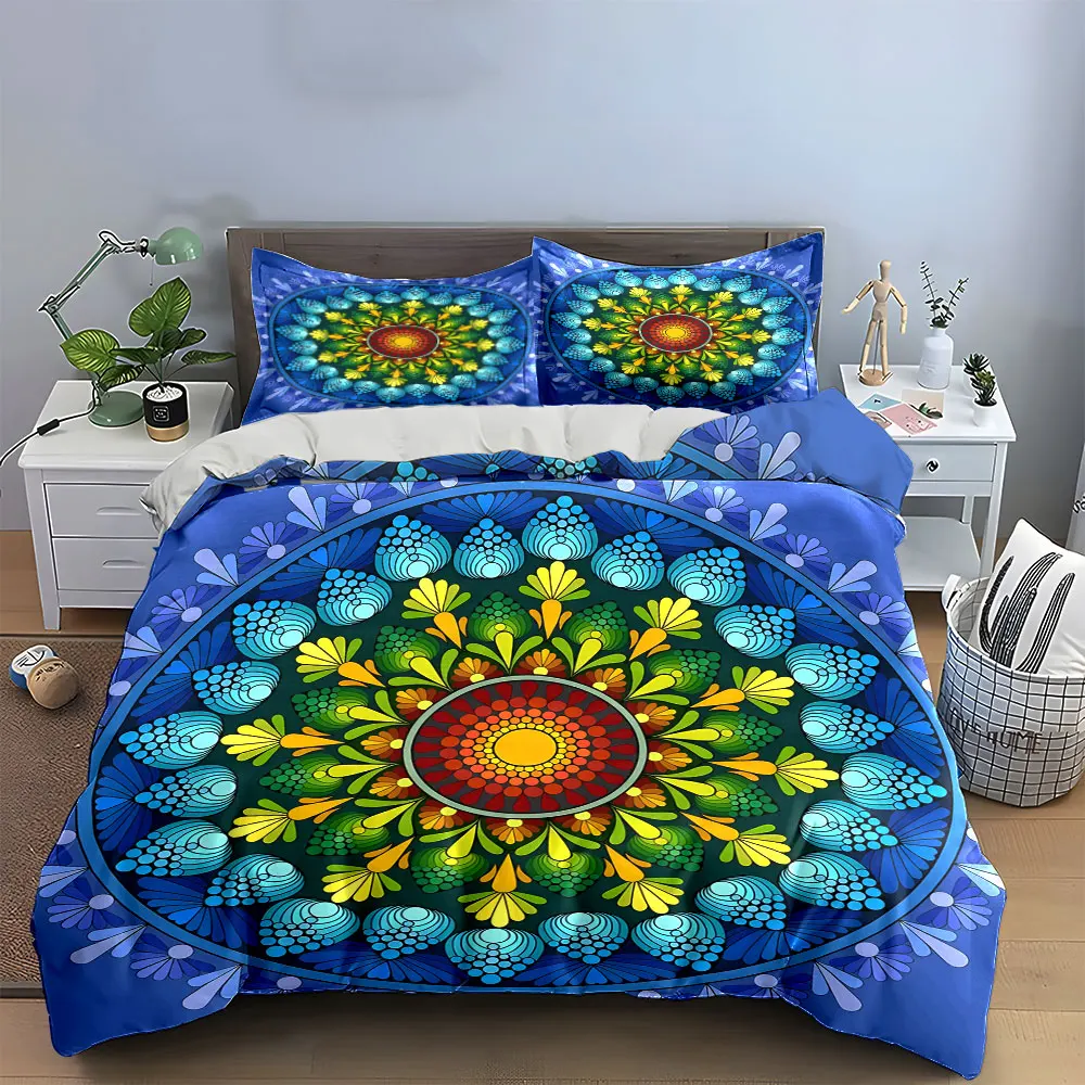 

Colorful Mandala Wall Art Set Multiple sizes kid's and adults' bedroom Exquisite 3PC bedding set, gift