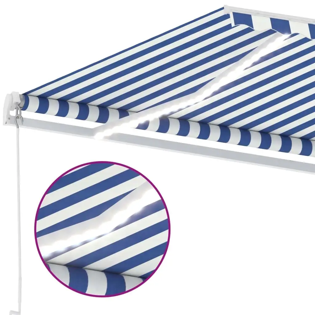 Tenda retrattile manuale 300x250 cm Striscia LED azzurra e bianca