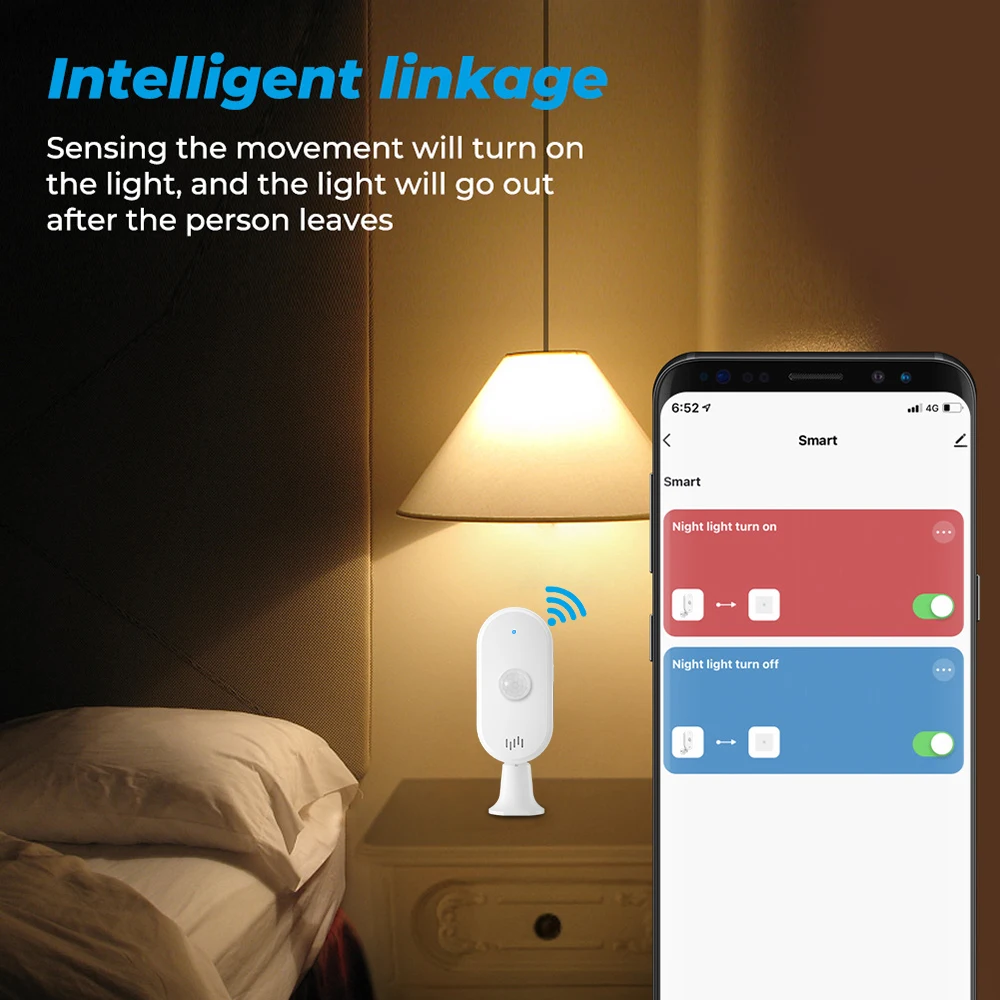STLF Smart WiFi PIR Motion Detector Tuya App Wall/Ceiling Mountable 110 Detection Angle 4-6m Range for Home Automation Safety