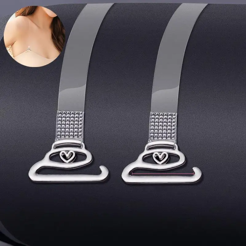 1Pair Adjustable Bra Straps for Women Invisible Support Clear Shoulder Strap with Hooks Comfortable for All Day Underwear Use