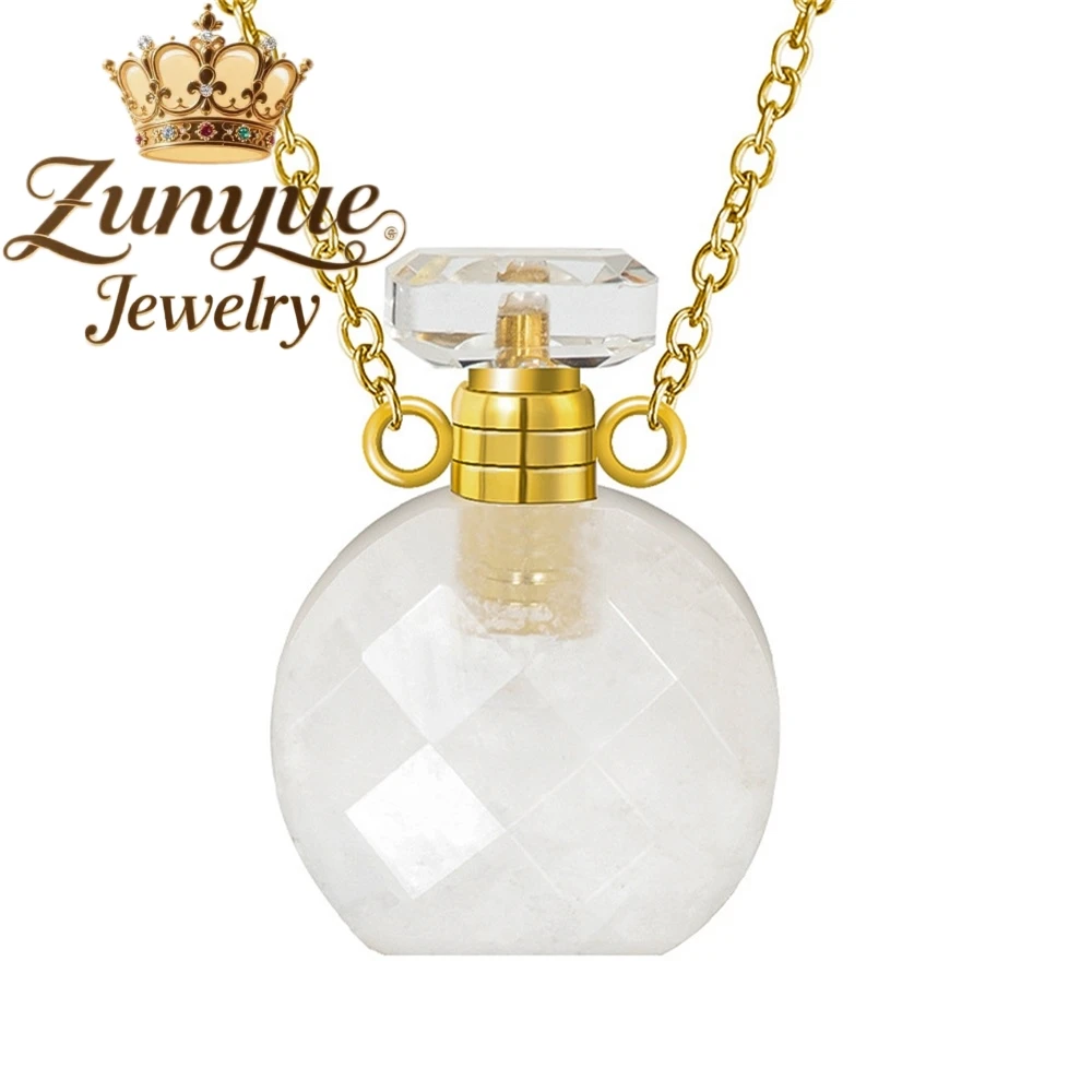 S925 Silver - Inlaid Natural Colored Gemstone Perfume Bottle Pendant, A Trendy And Original Design For Women's Necklaces Exquisi