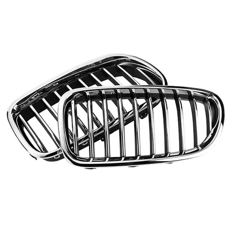 2 pçs capô dianteiro do carro grade de rim malha cromo grelhas de corrida para bmw série 5 f10/f11 m5 520i 523i 2014-2017