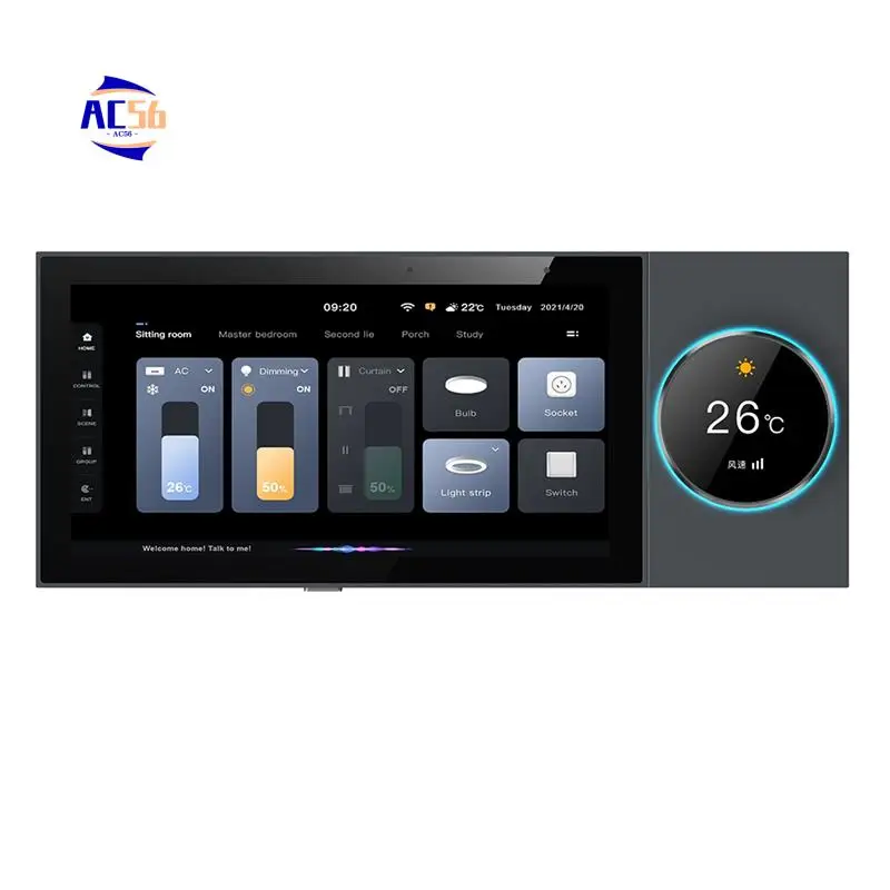 

AC56-Tuya Панельное управление Wi-Fi Устройства Zigbee Шлюз Tuya Zigbee Встроенная 6-дюймовая N-размахлированная панель управления Tuya для умного дома
