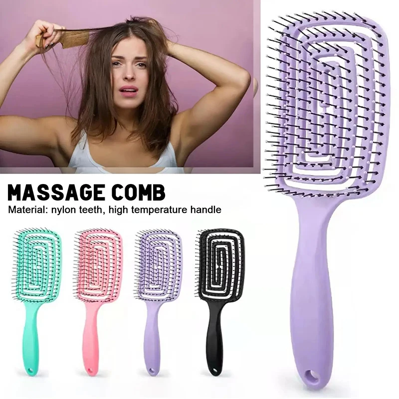 Girls Hair Scalp Massage Comb Hairbrush Bristle Nylon Women Wet Curly Detangle Hair Brush for Salon Hairdressing Styling Tools