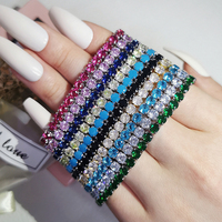 Rose Gold Silver Color 3mm 4mm 5mm Pink Blue Green Red Tennis Bracelet Bangle for Women Wedding Fashion Jewelry Party Gift S4777