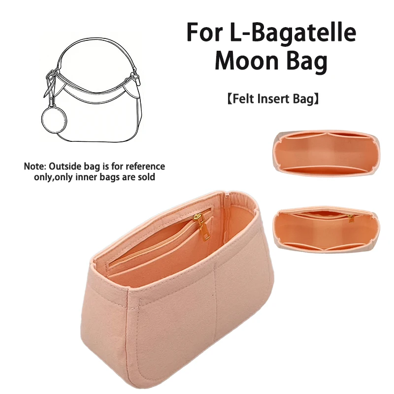EverToner for L-Bagatelle Moon Bag Portable Felt Handbag Insert Bag Storage Organization Internal Bag Support Purse Liner