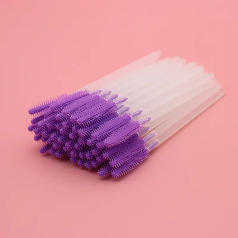 Brosses à cils en silicone pour salle de bain, tige transparente, anciers de mascara, brosse à cils, extension de cils, T de maquillage, 50 pièces