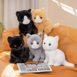 26CM Simulation Plush Cartoon Cats Sitting Cute Animal Toy Grey Yellow Black White Colors Kitten Doll