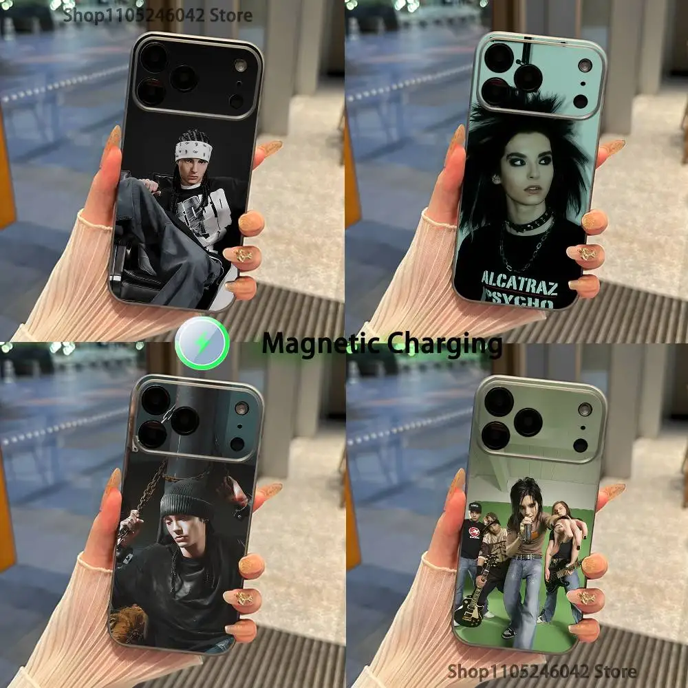 

T-Tokio Hotel Tom Bill K-Kaulitz For iPhone 17,16,15,14,13,12Pro,Max,Plus Magnetic Wireless Charging Transparent gray Phone Case