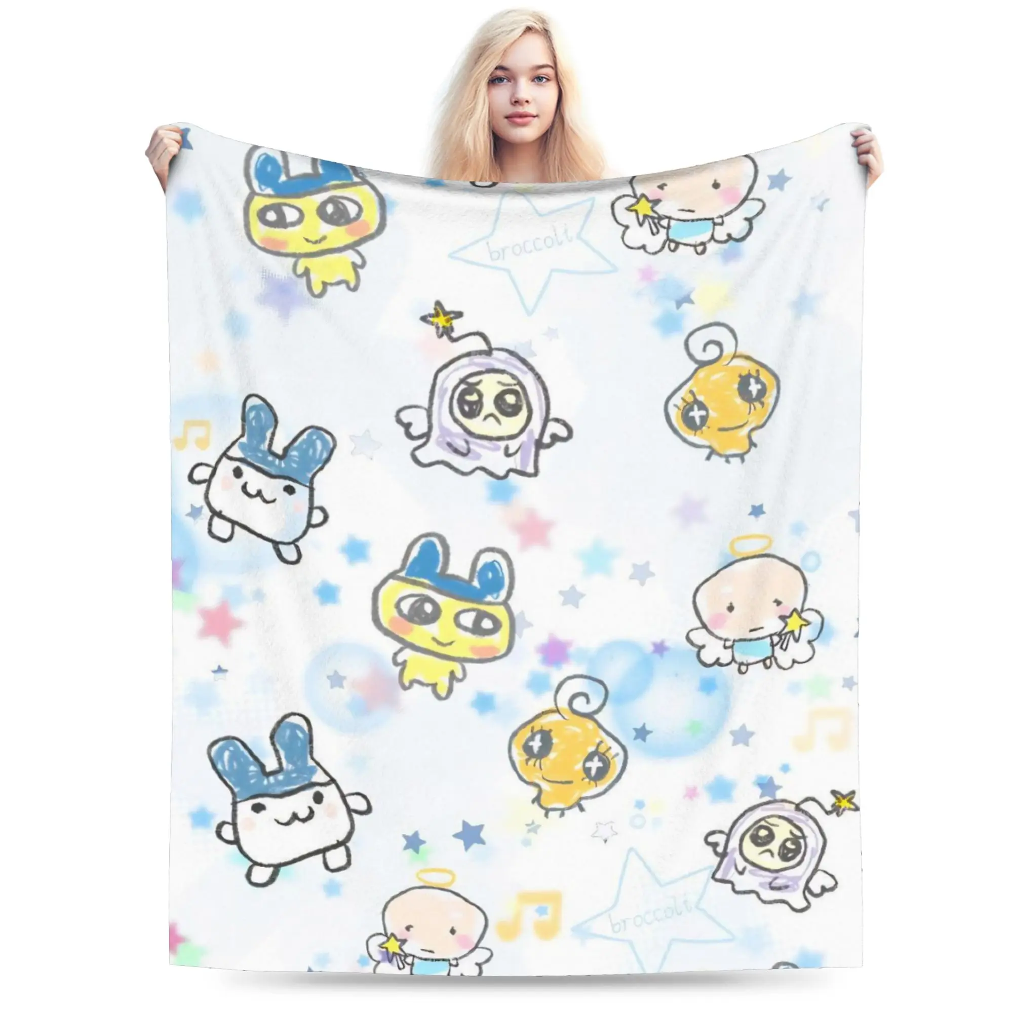 Tamagotchis Mametchi   Flannel Blanket Spring  Soft Bedding Throws for Girls Boys Couch Chair Print Bedspread Sofa Bed Cover