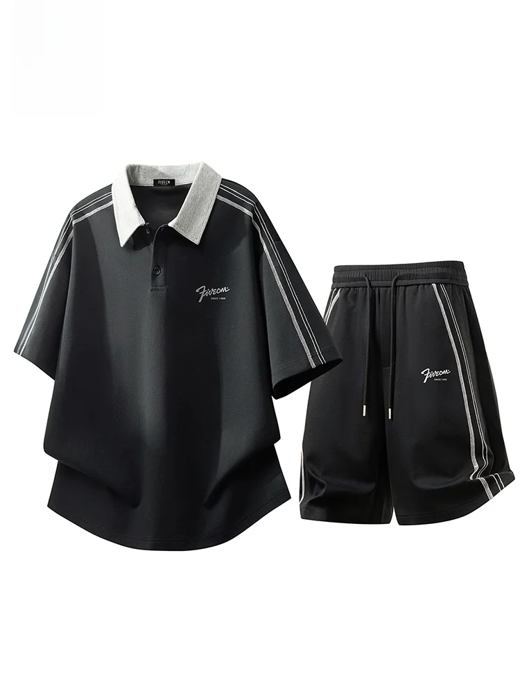Conjunto Esportivo Casual Americano FIVE CM para Homens, Camiseta  com Listras em Cores Contrastantes e Shorts, Conjunto ...