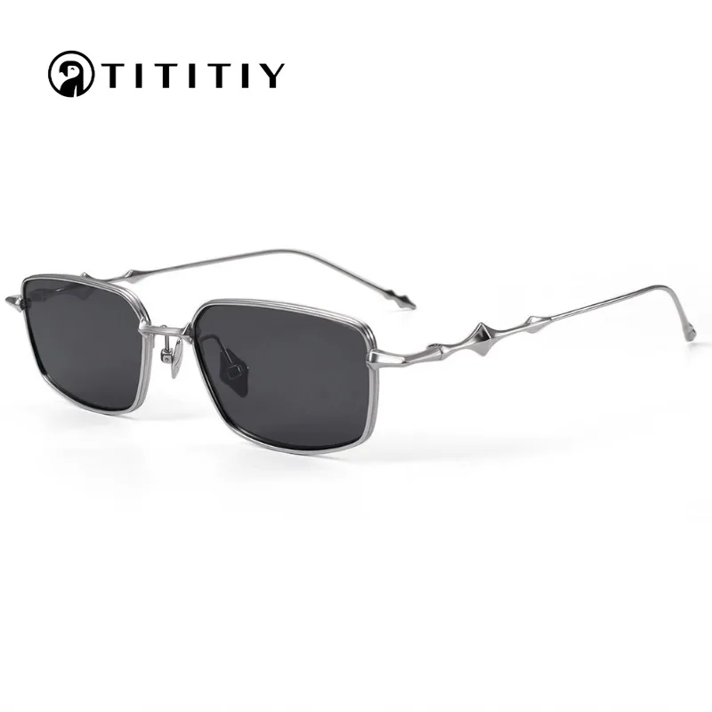Nouvelles Lunettes de Soleil Rectangulaires en Titane Pur pour Femme, Protection Anti-UV pour l'Été, la Conduite et les Voyages, Unisexe, Atomi Eyewear
